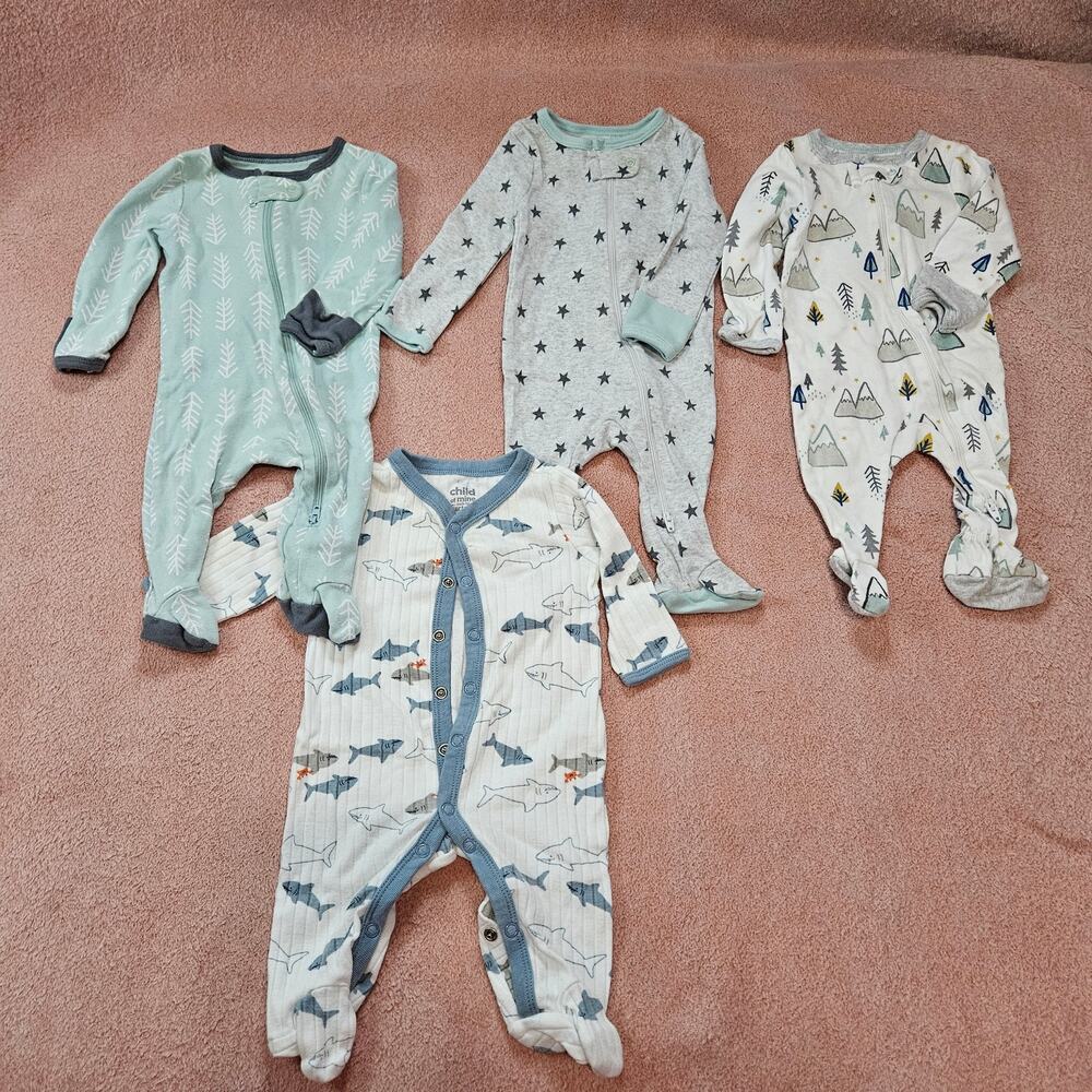 Lot of 3 Cloud Island & 1 Child of Mine Carter's Sleepers Size 0-3 Months